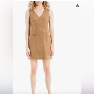 Abercrombie & Fitch Elegant Tan Sleeveless Dress Suede like Material size MT